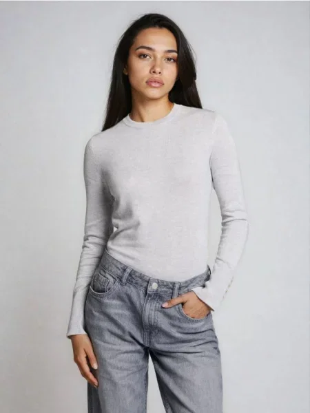 Джемпер з трикотажу в рубчик сірий