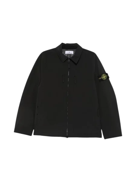 Lniana kurtka Stone Island z kamieniami czarna