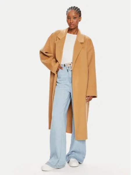 Calvin Klein Vlněný kabát Oversize béžová
