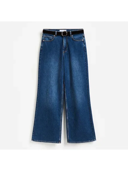 Reserved LADIES` JEANS TROUSERS & BELT tmavomodrá