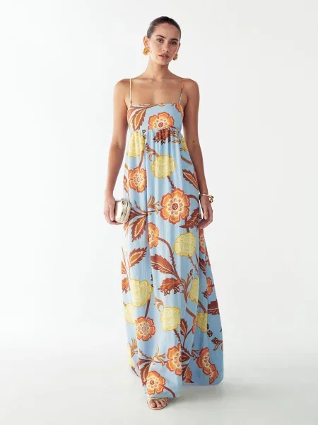 St MRLO Rochie dimensiuni mari Aster deschis / maro / galben albastru