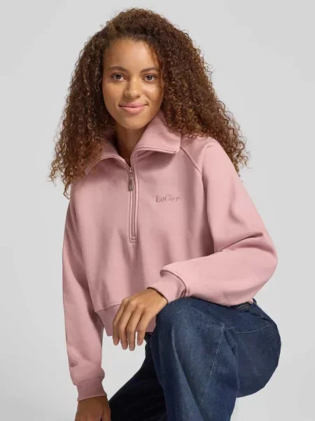 Sweter o kroju regular fit z zamkiem błyskawicznym model ‘Meret’ Leger