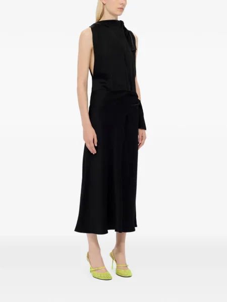 Rochie midi Msgm cu funde până la genunchi de costum negru