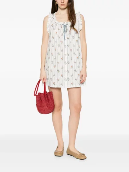 Rochie mini Dôen cu model floral cu imagine alb