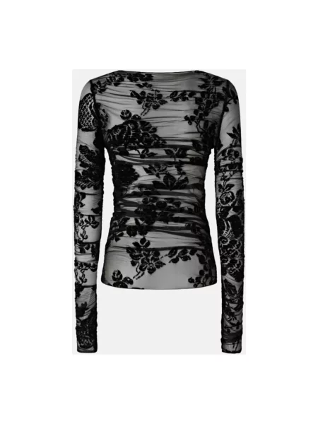 Lniany top Pinko w kwiatki czarny