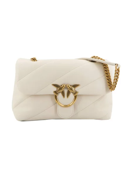 Torebka crossbody Pinko klasyczna z owczej skóry biała