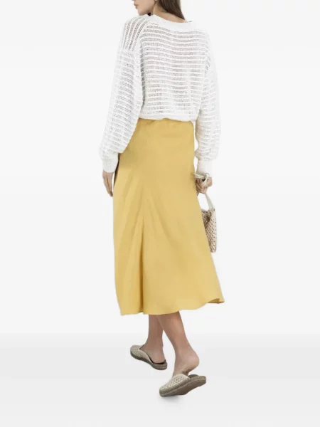 Pulover Brunello Cucinelli cu broderie business alb