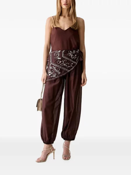 Pantaloni Haveone cu paiete plic maro