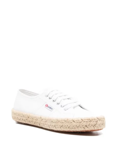 Sneakers Superga με κορδόνια με δαντέλα πλεγμένο λευκό