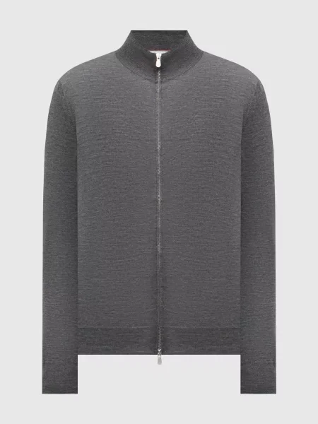 Шерстяной меланжевый кардиган Brunello Cucinelli серый