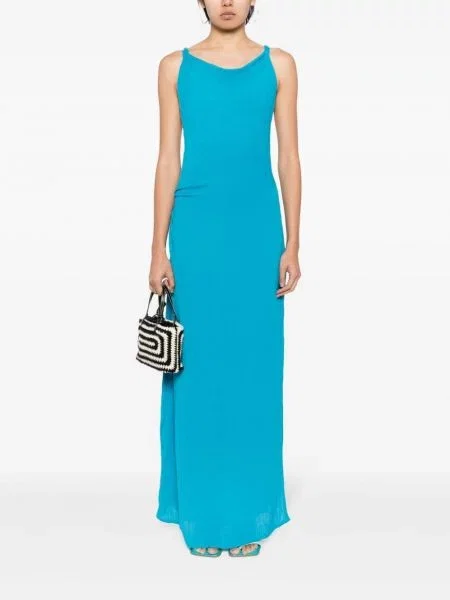 Lininis kostiumas maksi maxi suknele Faithfull The Brand mėlyna