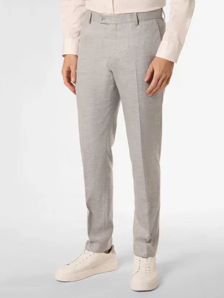 Finshley & Harding Spodnie Mitch Mężczyźni Modern Fit szary wypukły wzór tkaniny 98