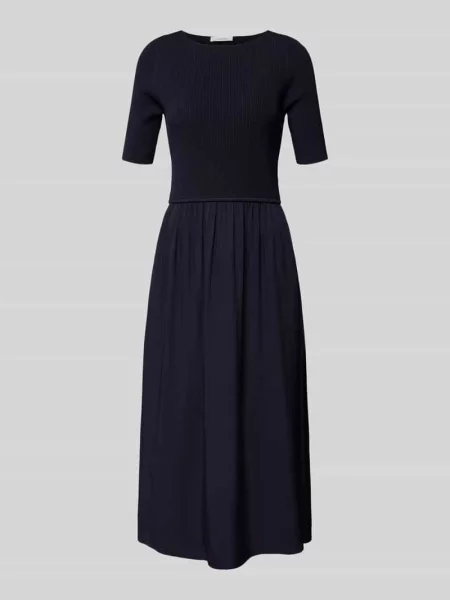 Sukienka midi z mieszanki z okrągłym dekoltem Comma