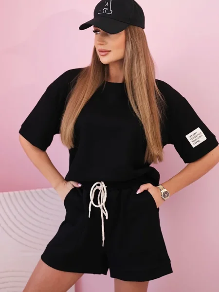 Pantaloni scurți Kesi Włoski cu talie înaltă negru