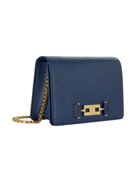 Torebka crossbody Elisabetta Franchi skórzana niebieska