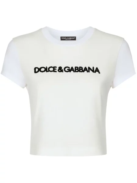 Tricou Dolce & Gabbana cu broderie stretch alb