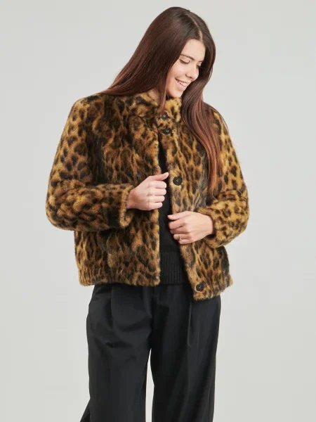Kabát Guess s leopardím vzorom hnedá