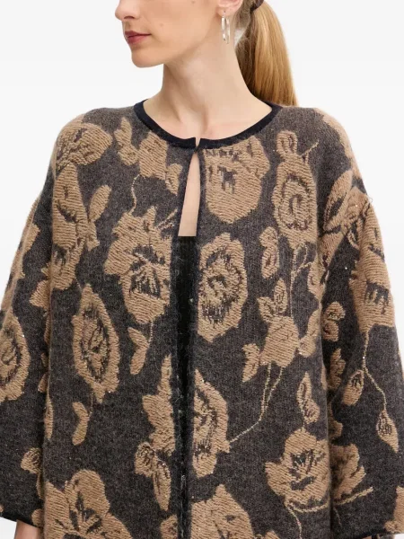 Palton Liviana Conti cu model floral gri