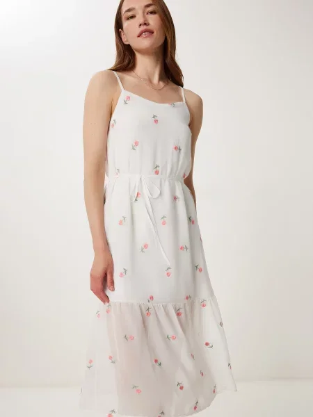 Happiness İstanbul Rochie de vară verde / roșu deschis alb