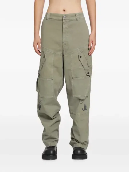 Pantaloni cargo Off-white cu imagine alb