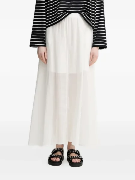 Fustă midi Isabelle Blanche până la genunchi alb