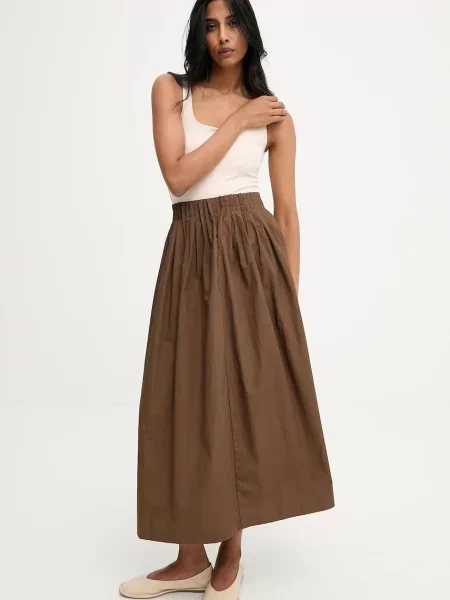 Answear.LAB spódnica midi rozkloszowana brązowy
