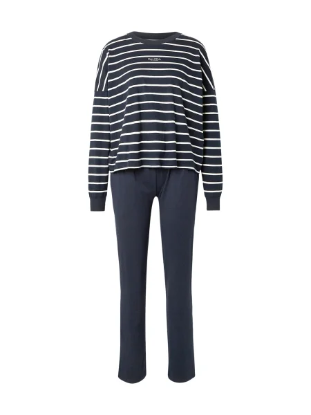 Marc O'Polo Pijama albastru închis alb