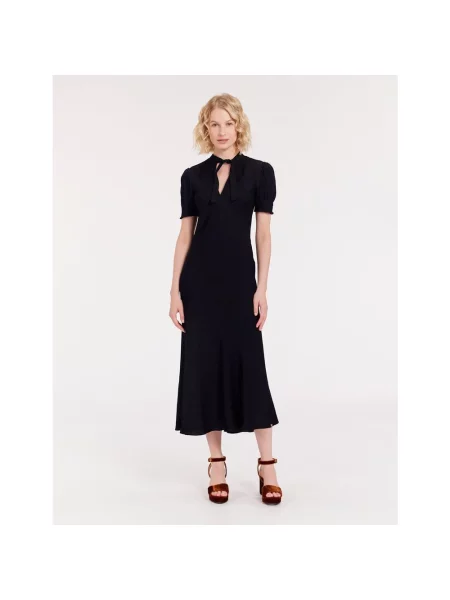 Długa sukienka maxi Ines De La Fressange Paris garniturowa niebieska