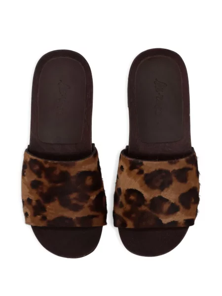 Sandale La Rose din piele cu imagine cu model leopard roz