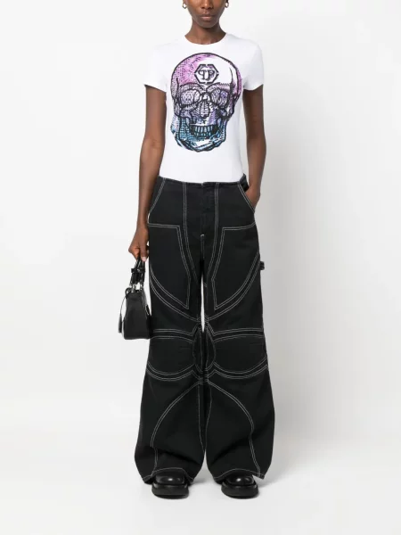 Raštuotas marškinėliai Philipp Plein balta