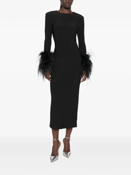 Lung rochie midi Twenty Fourhaitch cu pene negru