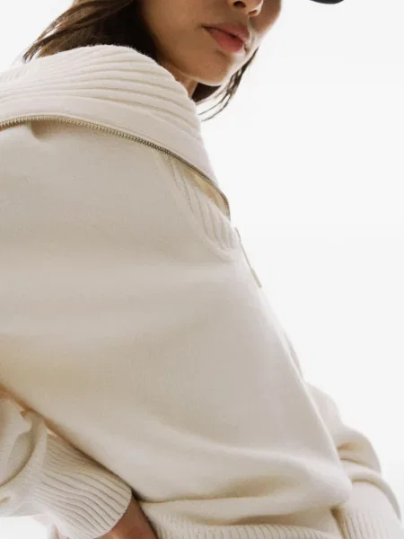 Sweter Perfect Moment prążkowany z zamkiem błyskawicznym do połowy