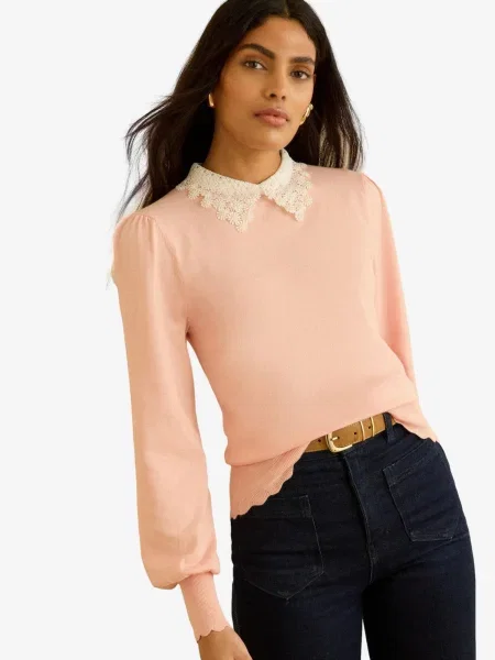 Love & roses Pulover portocaliu piersică alb