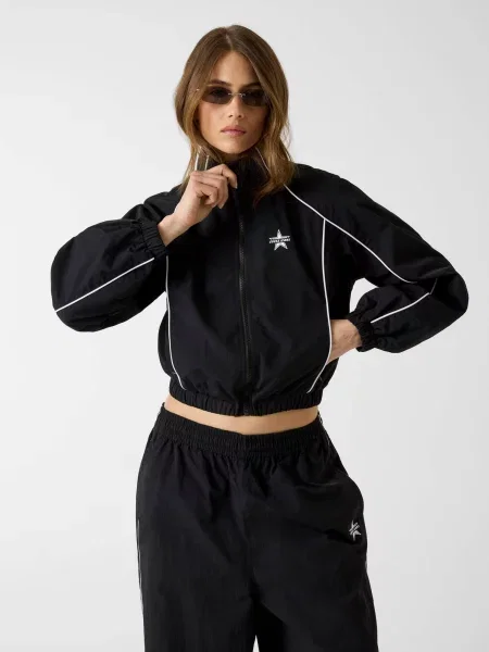 Guess Jeans Geacă Sporty | Cropped Fit negru