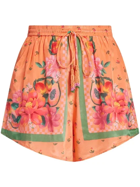 Pantaloni scurți Farm Rio cu imagine cu cordon portocaliu