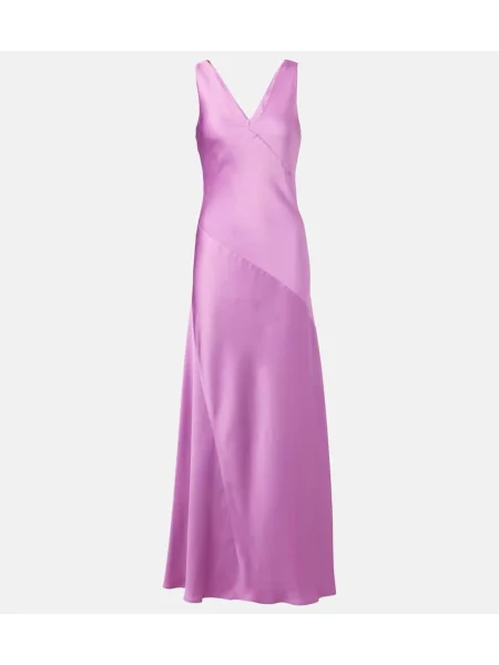 Rochie maxi Max Mara din satin de costum roz