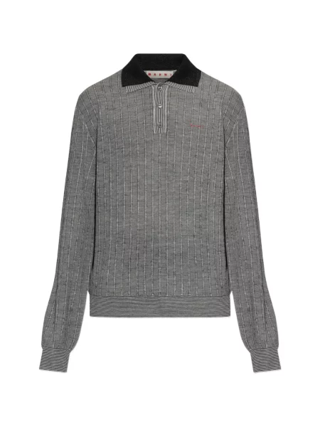 Lung tricou polo Marni gri