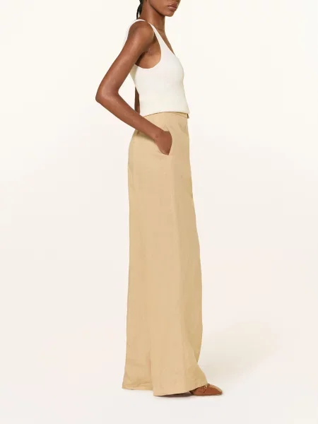 Ralph Lauren Collection Spodnie Z Lnu Dean beige beżowe