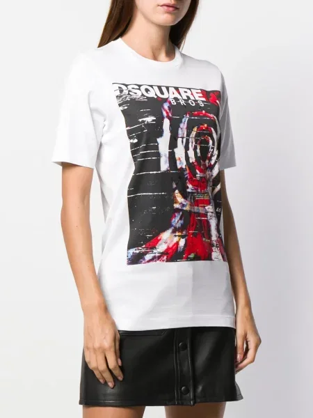Tricou Dsquared2 cu imagine alb