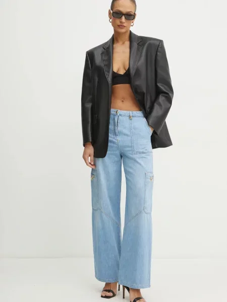 Elisabetta Franchi jeansy high waist niebieskie