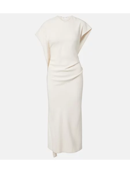 Rochie midi Victoria Beckham din satin drapată alb
