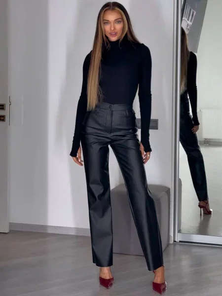 Кожаные брюки Uaclothes черные