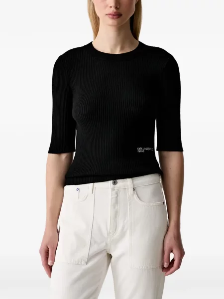Scurt top Karl Lagerfeld Jeans tricotate negru
