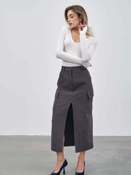 Gepur Спідниця міді сірий