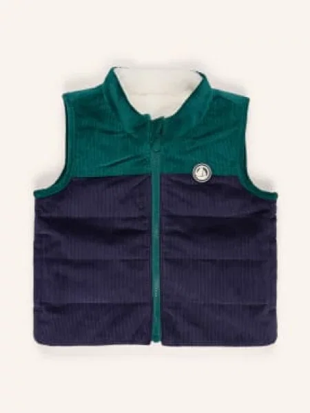 Petit Bateau Obratná Vesta modrá / zelená bílá