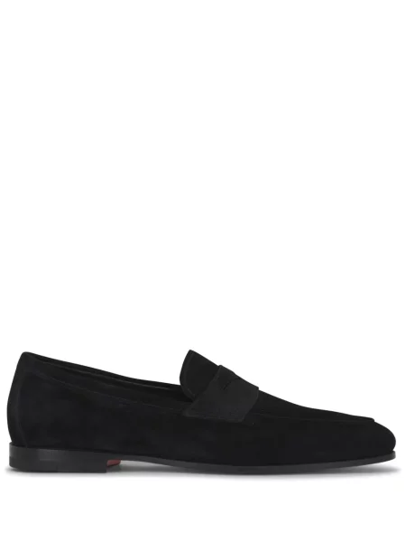 Pantofi loafer Santoni din piele de căprioară negru