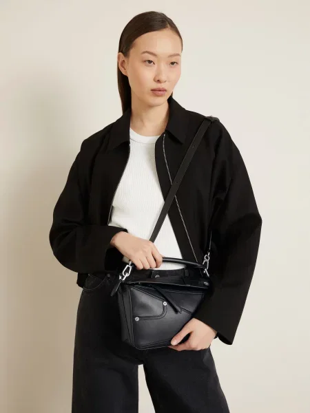 Loewe Taška Přes Rameno Puzzle Panta Small / stříbrná černá