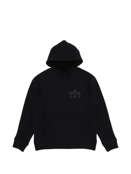 Hanorac cu glugă Chrome Hearts cu broderie cu motiv cu inimi negru