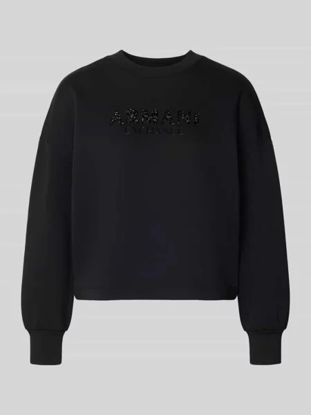 Bluza z nadrukiem z logo i okrągłym dekoltem Armani Exchange czarna