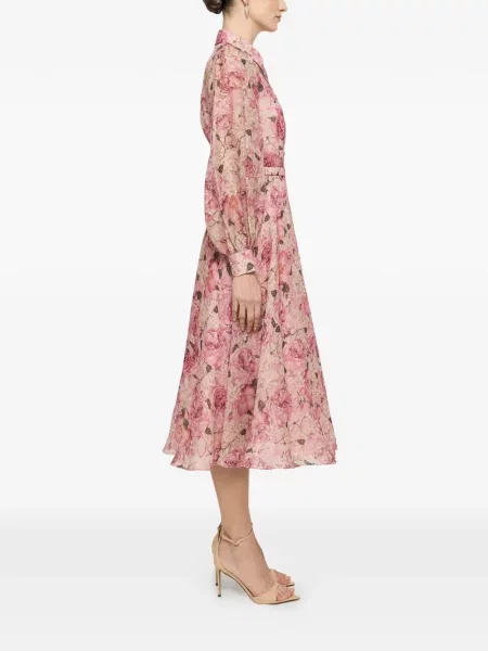 Rochie midi Nissa cu model floral cu imagine roz